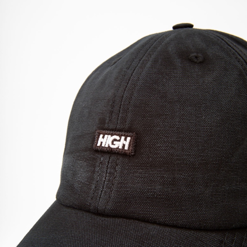 Bon High 6 Panel Logo Line Washed Preto