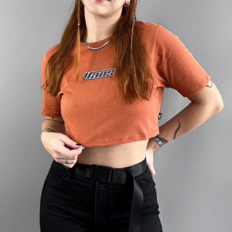 Blusa Vans Camiseta Retro V Crew Crop Marrom