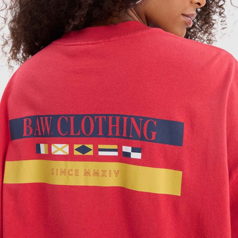 Camiseta Baw Oversized Naval Print Vermelho