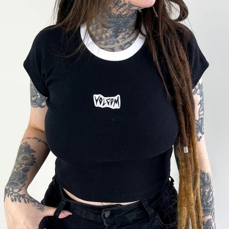 Blusa Volcom Cropped Lil Preto