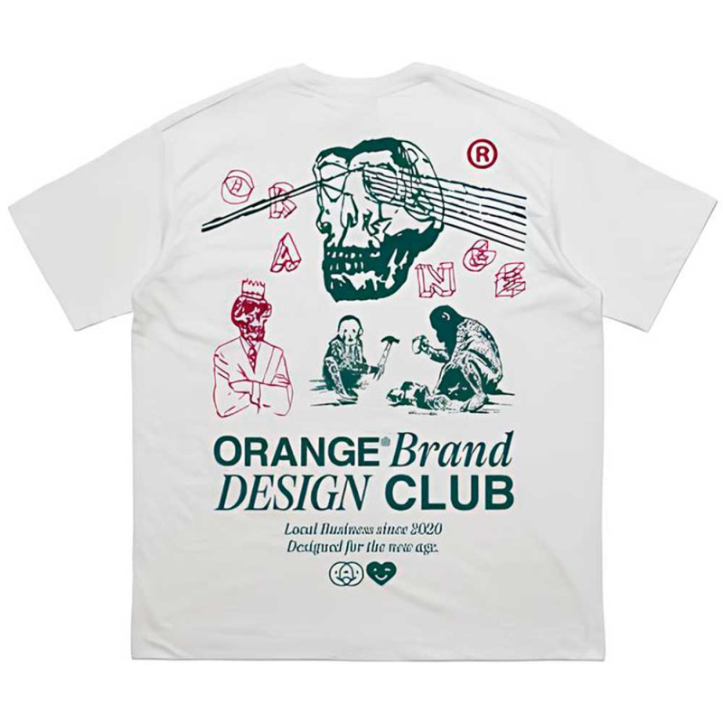 Camiseta Orange Premium Club Skull Branco