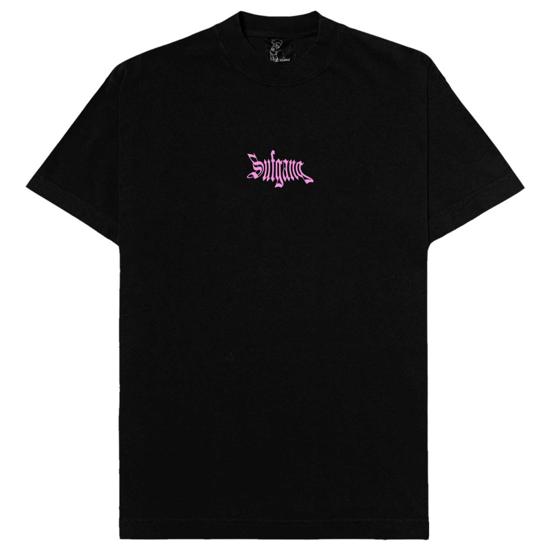 Camiseta Sufgang Basic Logo Rosa Preto